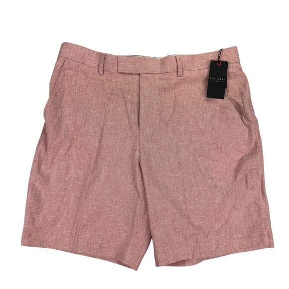 Ted Baker London Mens Damasks Slim Fit Linen Blend Chino Shorts Pink 36R - Picture 1 of 4
